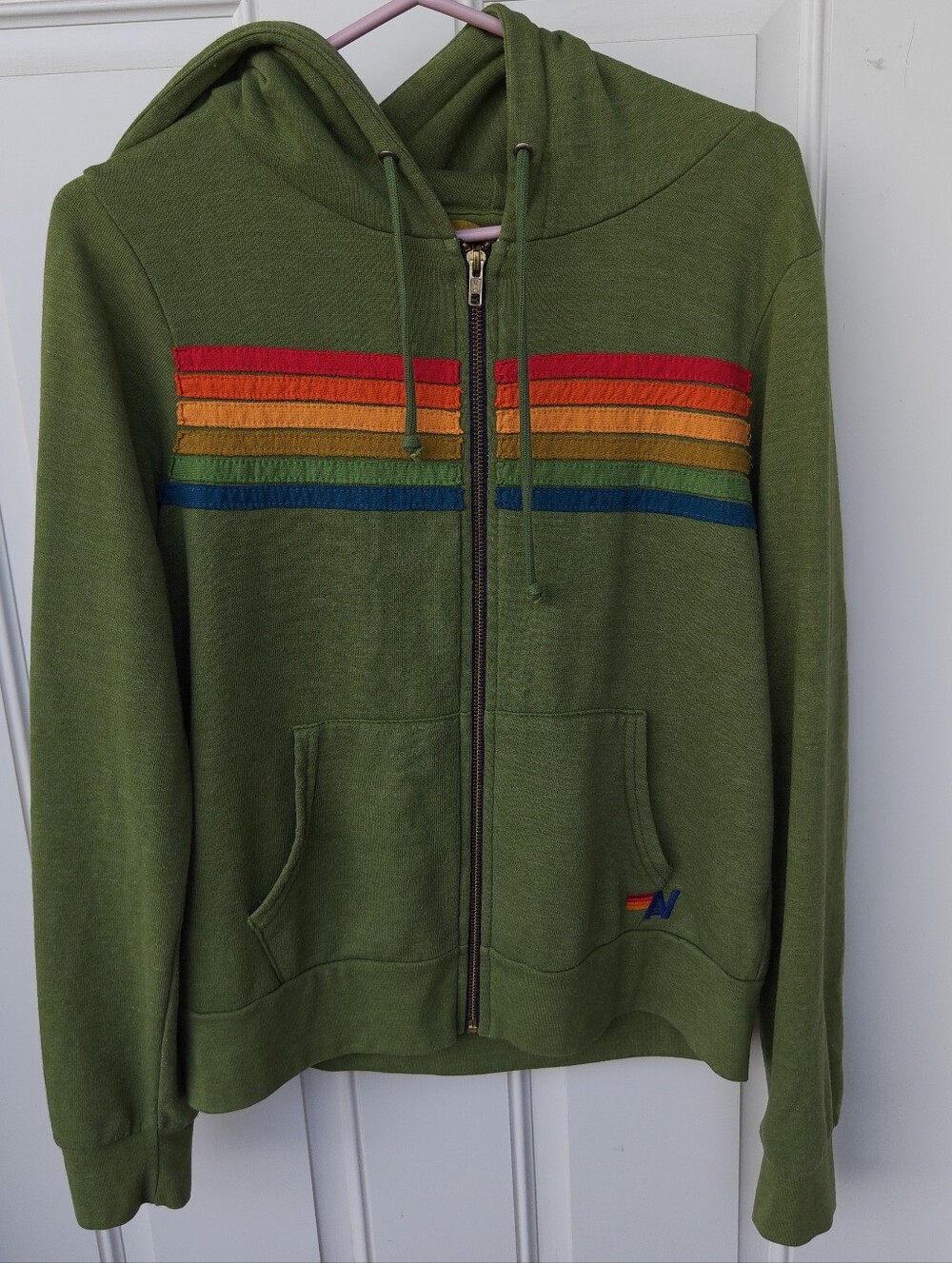 Aviator Nation Size S 5 Stripe Zip-Up Hoodie Unisex - Picture 5 of 12
